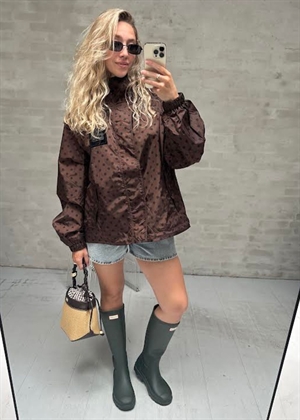 printed flyweight nylon jacket Chicory Coffee A1010197 Ganni 